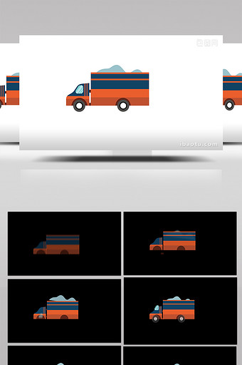 简单扁平画风交通运输类沙石车mg动画图片