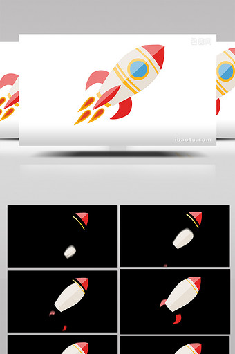 简单扁平画风科技产品火箭卡通mg动画图片