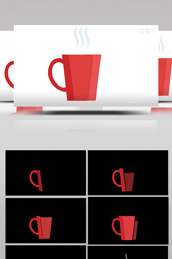 简单扁平画风生活用品类红色茶杯mg动画图片