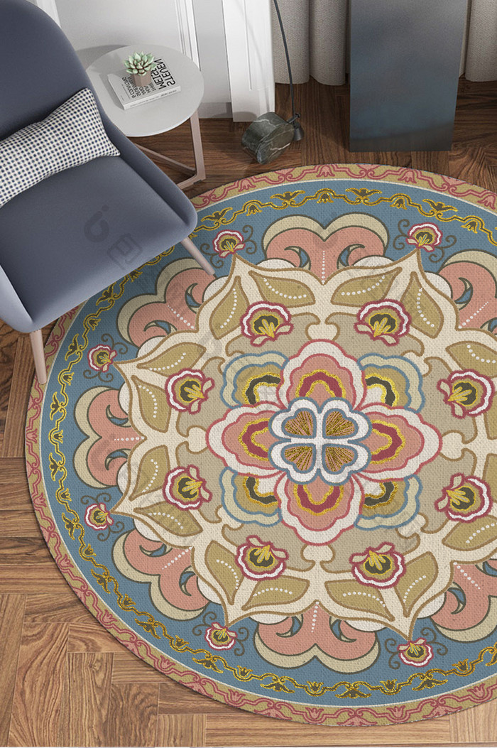 手工扎染刺绣北欧简约风格装饰地毯