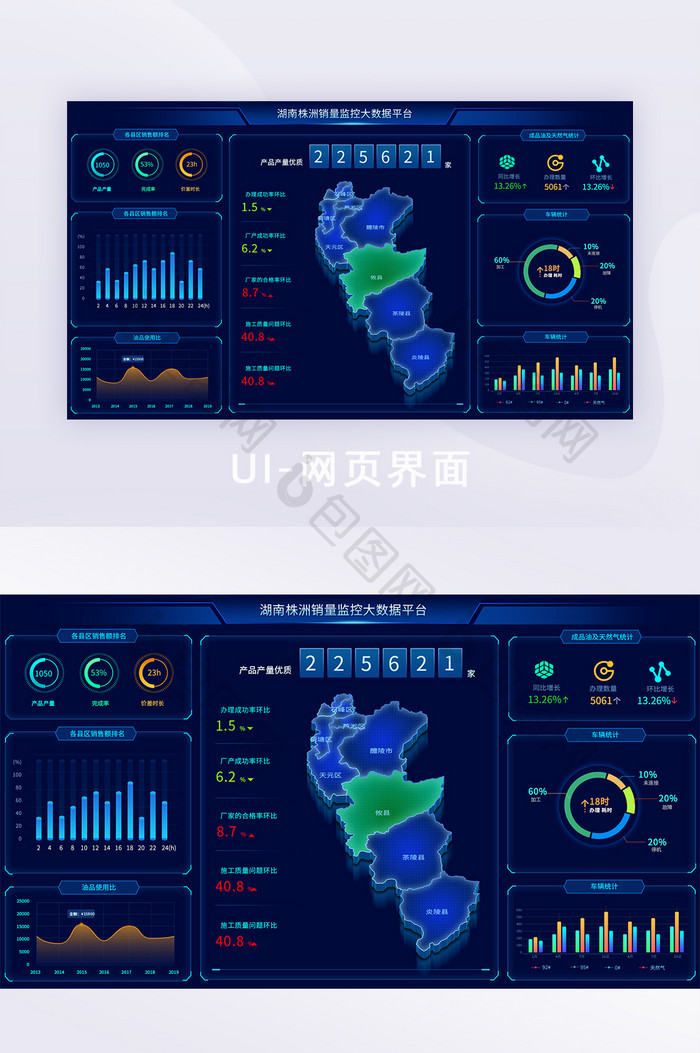 蓝色大数据可视化监控UI网页界面