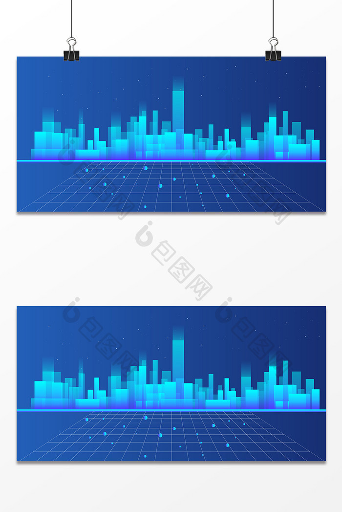 蓝色现代科技城市建筑背景