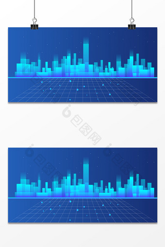 蓝色现代科技城市建筑背景图片