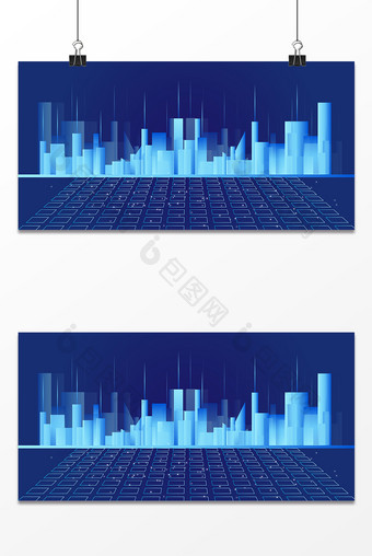 蓝色现代科技城市背景图片