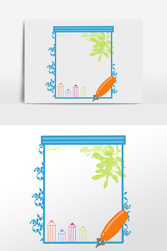 开学季边框铅笔手绘插画