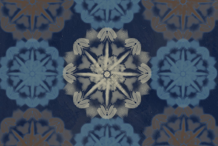 蓝色扎染布料水彩民族艺术风格地毯图片