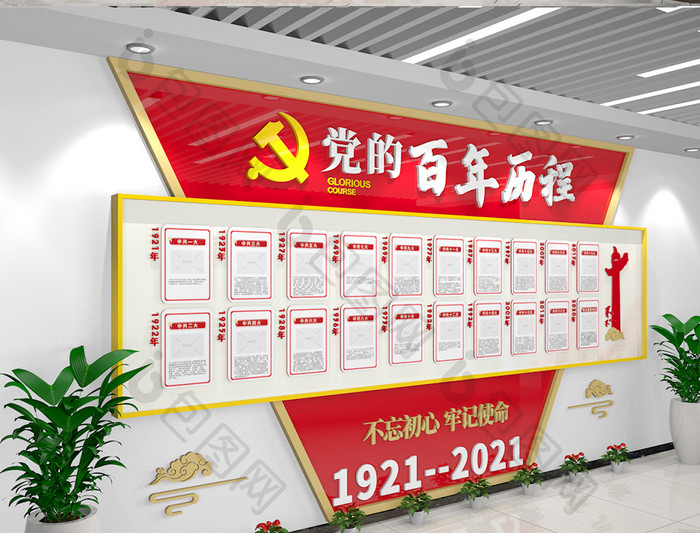 党的百年光辉历程建党100周年党史文化墙