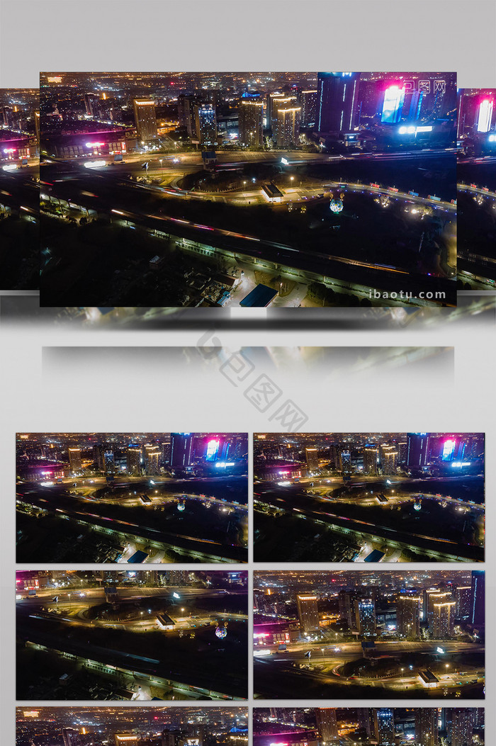 4k城市夜景高速公路高架桥航拍延时摄影