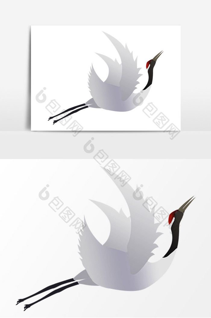 黑白中国风手绘飞鸟形象元素