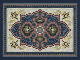 欧式简约手工扎染刺绣精美图案地毯