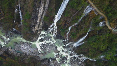 4K峡谷河流溪水瀑布岩石