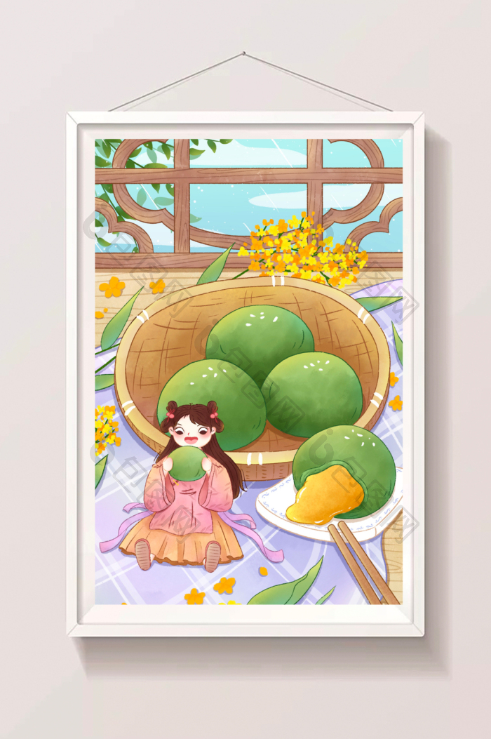 清明节青团插画图片