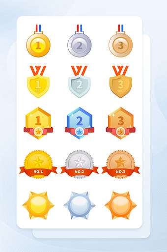 成绩排名奖牌填充面性图标