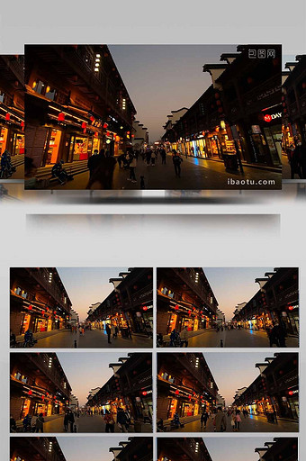 实拍南京夫子庙商业街人流延时摄影图片