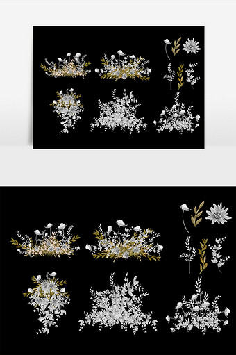绿色森系花朵组合婚礼元素图片