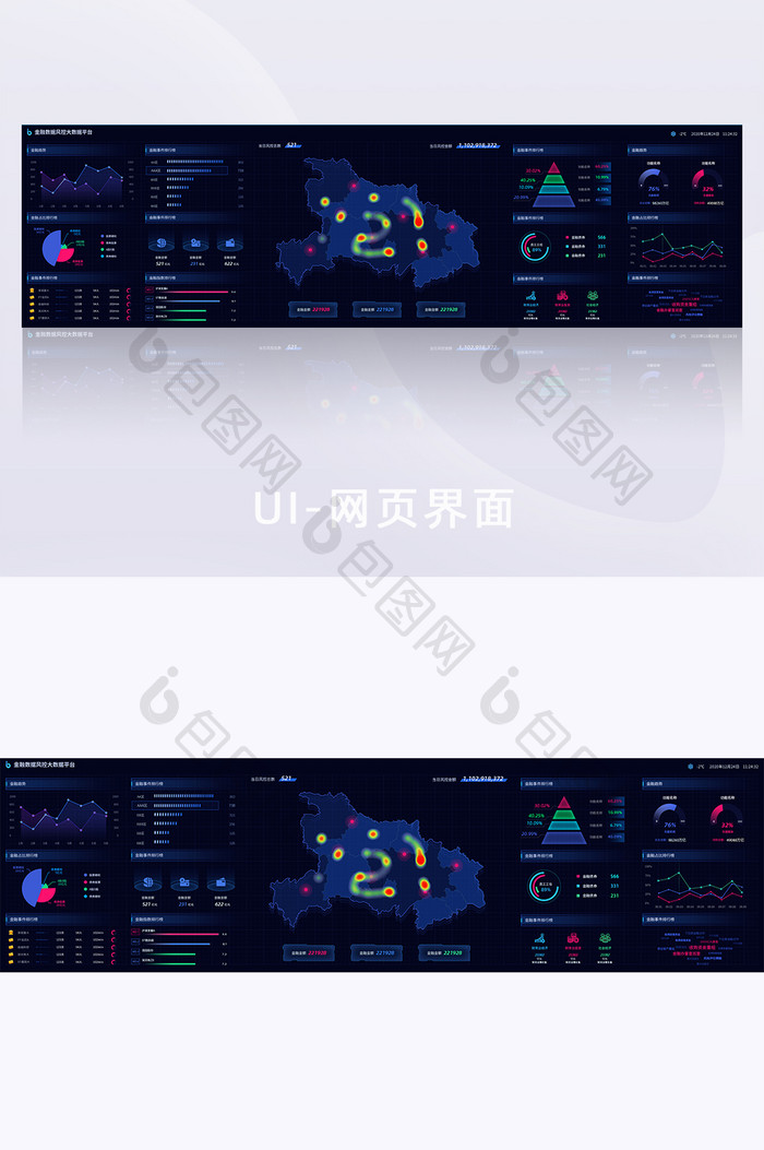 蓝色金融风控大数据平台大屏可视化