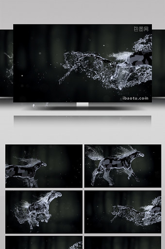3D跑马飞溅水花LOGO动画片头AE模板图片