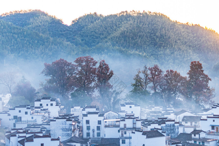 徽派建筑江西篁岭旅游清晨景色图片