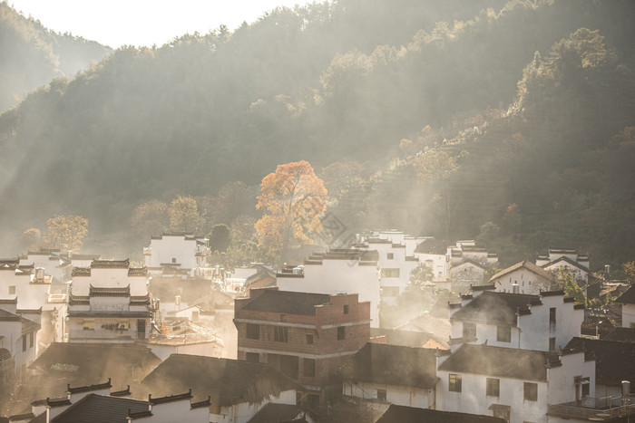 江西篁岭清晨旅游徽派建筑图片