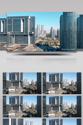 4K航拍蓝天杭州CBD高德置地广场来福士图片