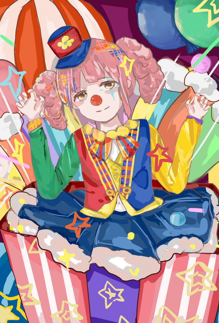 愚人节马戏团小丑少女插画