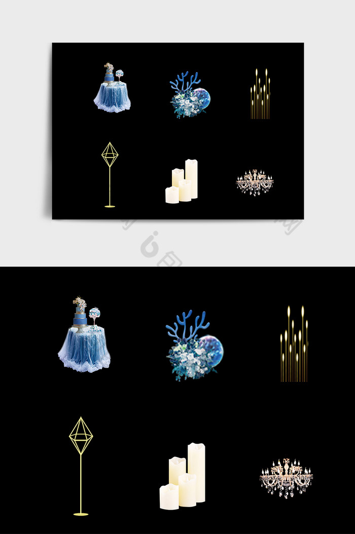 蓝色梦幻星空主题婚礼元素图片图片