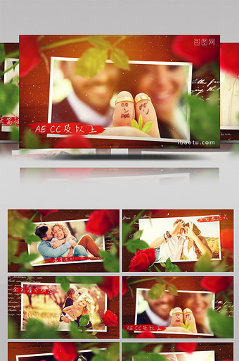 玫瑰花展示甜蜜婚礼爱情写真照片AE模板图片