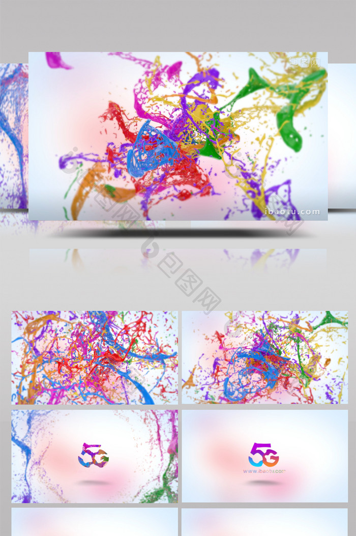 彩色油漆飞溅流体动画LOGO片头AE模板