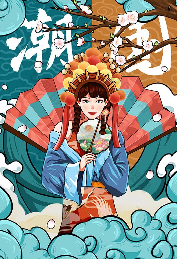 中国风国潮三八妇女节女王女神插画