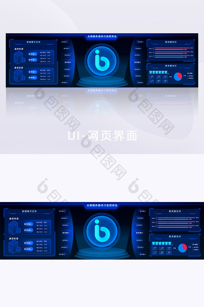 服务器后台可视化大数据分析超级大屏界面