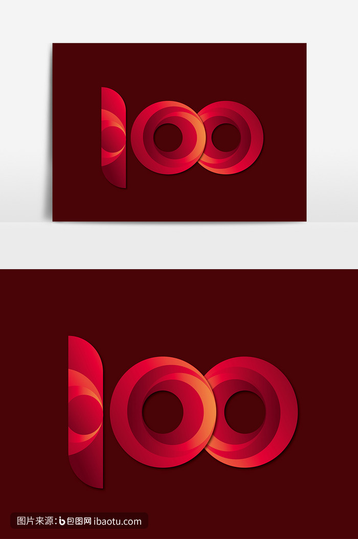 红色渐变数字100艺术字,包图网,图片,素材,模板,免费