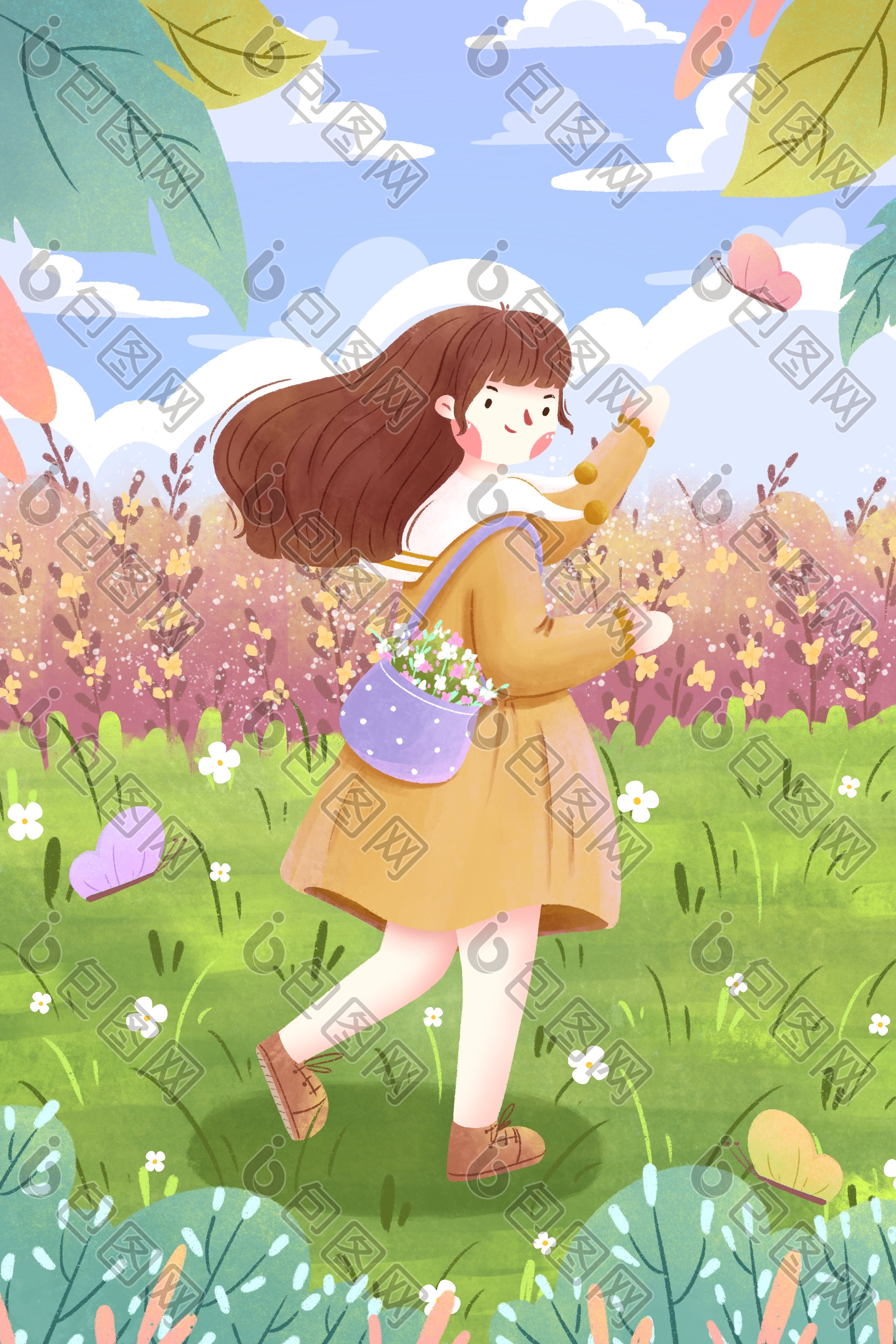 清新手绘春天插画