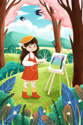 春天画画图片-春天画画素材免费下载-包图网