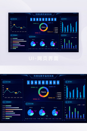 深色科技感数据可视化后台网页UI移动界面