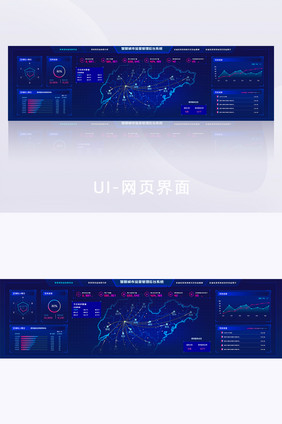 蓝色城市大数据可视化项目建设超级大屏
