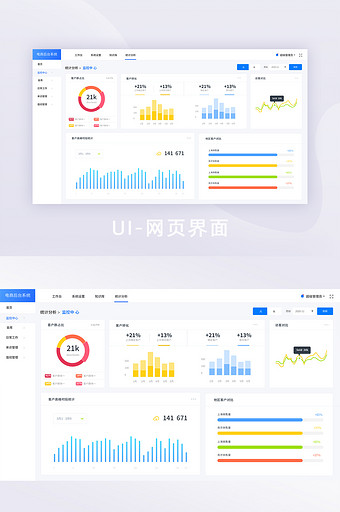 白色后台管理系统数据监测首页UI网页界面图片