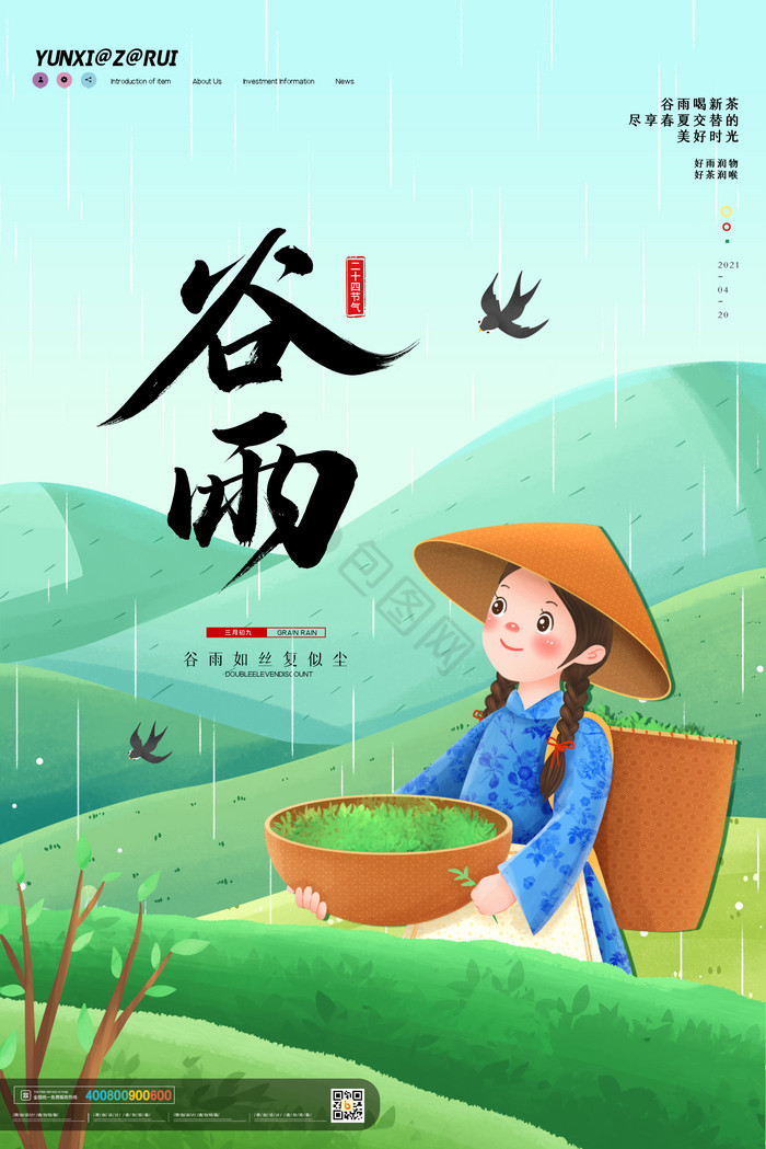 谷雨采茶节气图片