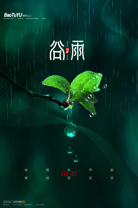 简约传统节气谷雨宣传海报