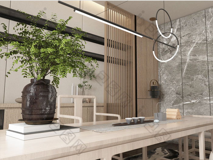 中式茶室效果图方案