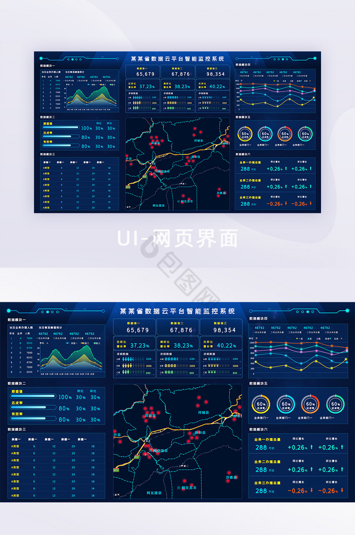 城市监控系统后台可视化数据网页UI图片