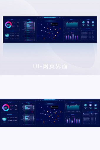 深色系智慧城市可视化大数据UI网页界面图片