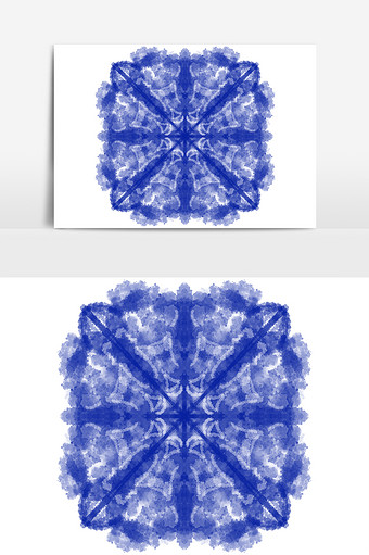 青色几何多边形组合扎染布料元素