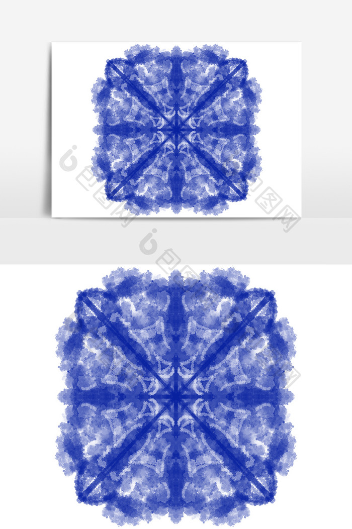 青色几何多边形组合扎染布料元素