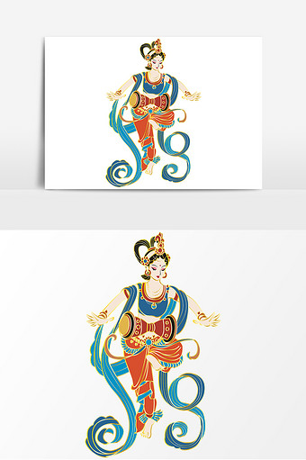 敦煌莫高窟伎乐飞天元素