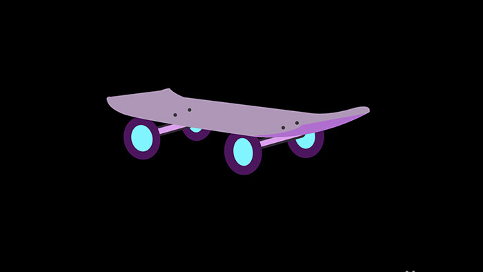 简单扁平画风交通工具类滑行滑板mg动画