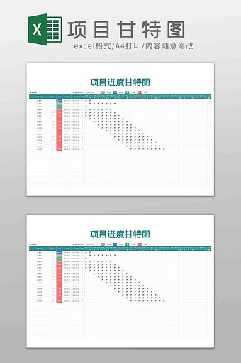 自动化项目进度甘特图Excel模板图片