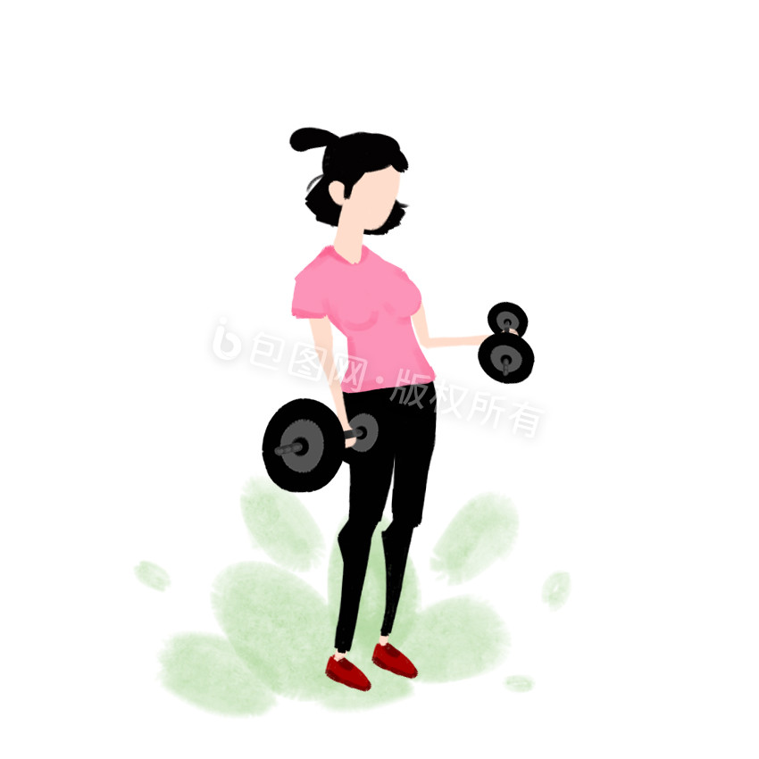 绿色水彩卡通运动健身动图GIF图片