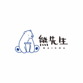 奶茶店北极熊饮品店LOGO标志VI