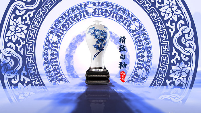 中国传统青花瓷艺术片头AE模板