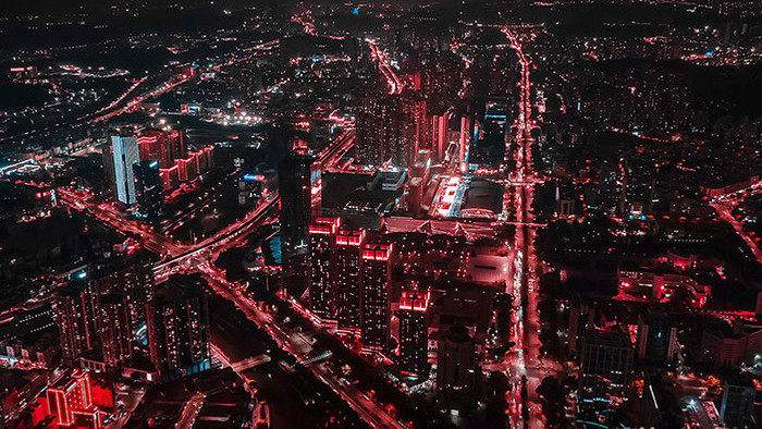 深圳城市都市夜间延时摄影灯光繁华
